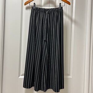 Vintage Elastic Waist Pants Black and White Stripes